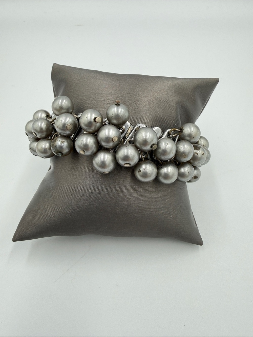 Silver Cluster Bead Stretch Bracelet for Women